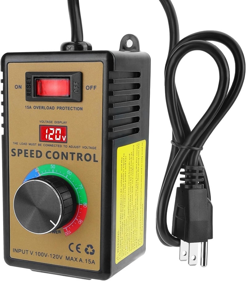 MakerHawk Fan AC Motor Speed Controller - 120V 15A 4000W Variable Speed Electric Motor Control Voltage Regulator with Overload Protection Switch - Image 1